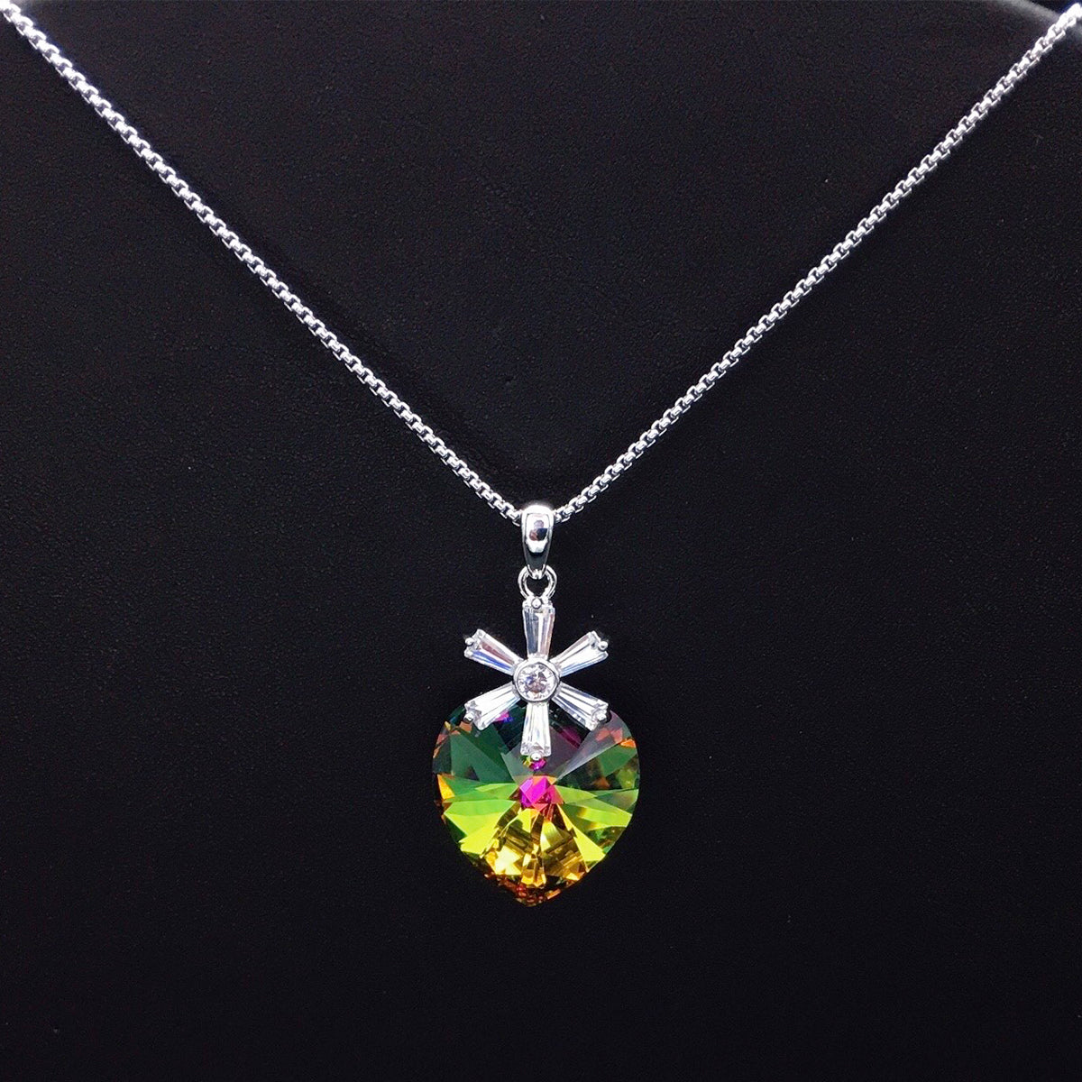 Minimalist Austrian Crystal Flower Love Pendant