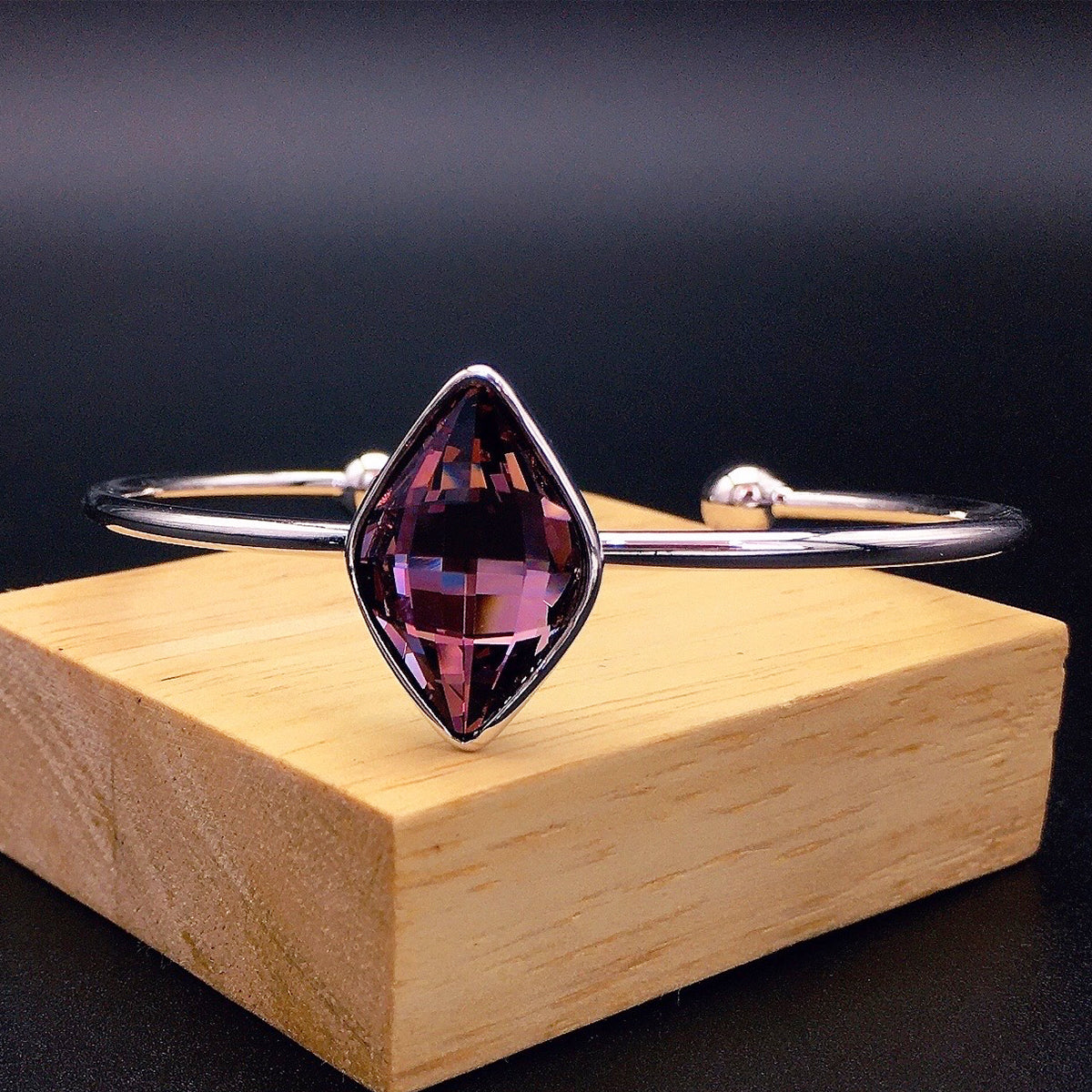 Luxurious Geometry Austrian Crystal Open Bracelet