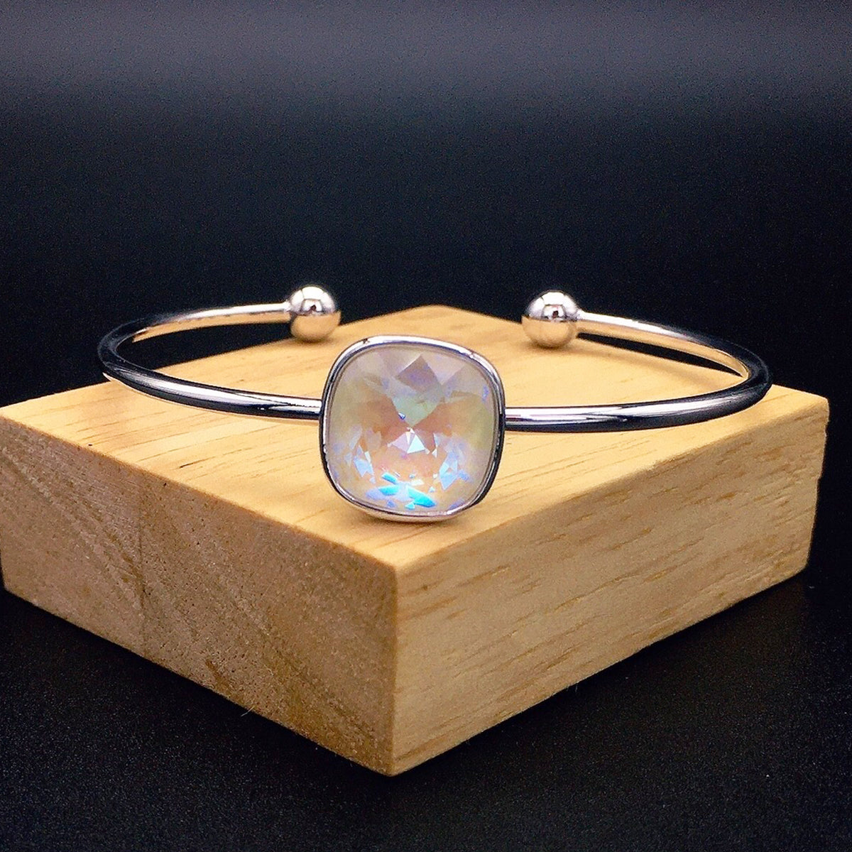 Simple and Sparkling Lucky Sapphire Open Bracelet