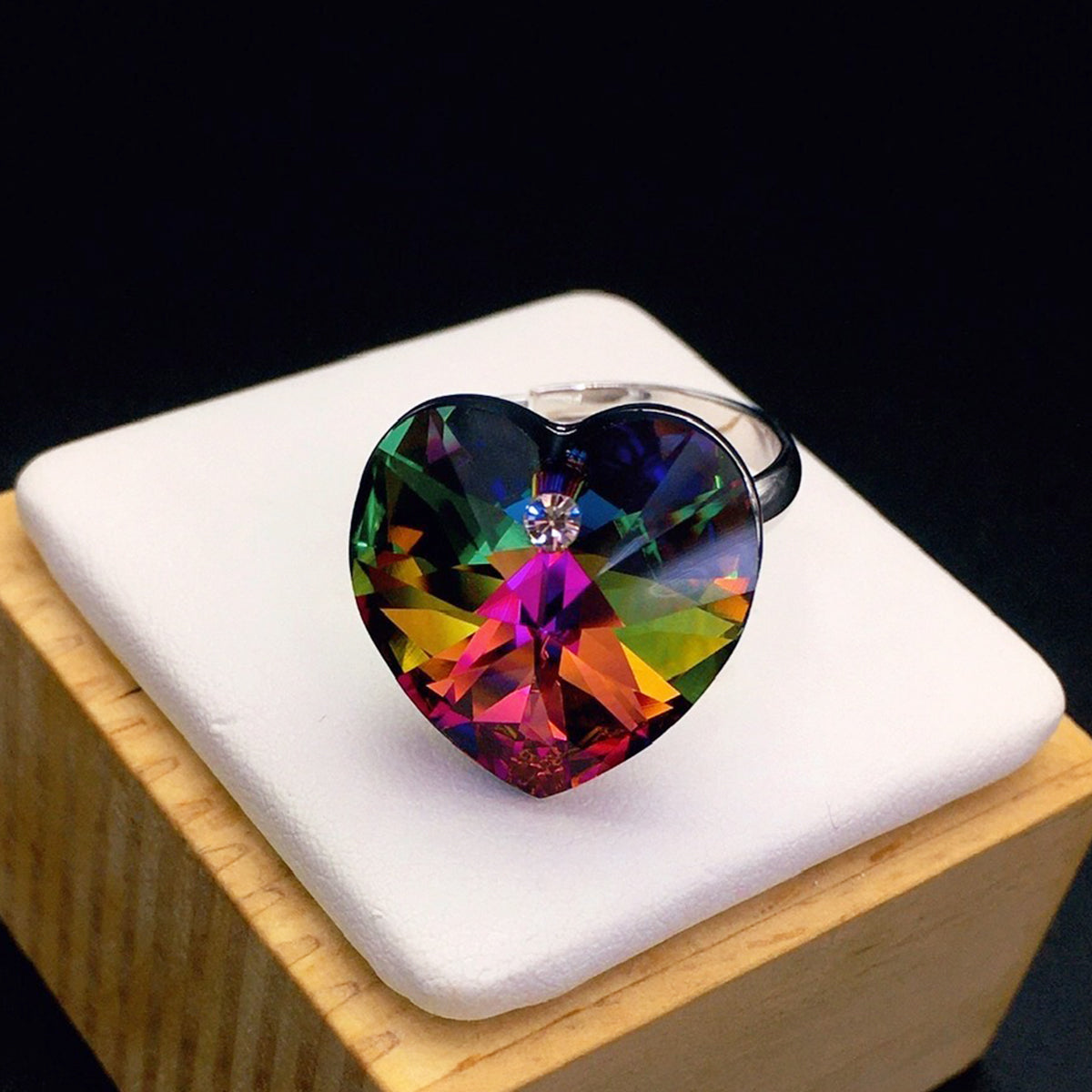 Simple Love Heart Crystal Ring