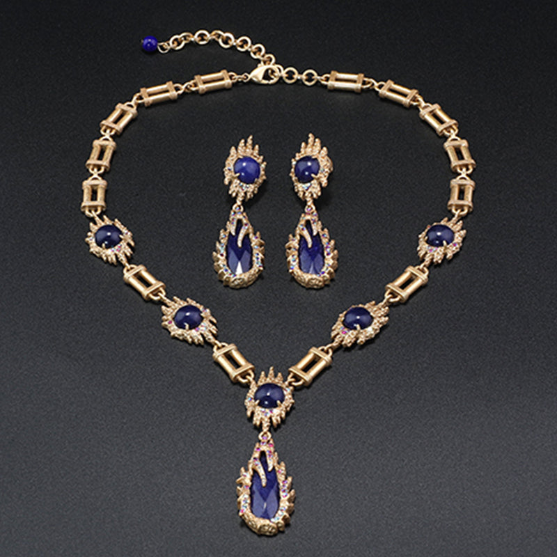 Fashion Purple Gemstone Heavy Industry Necklace Series