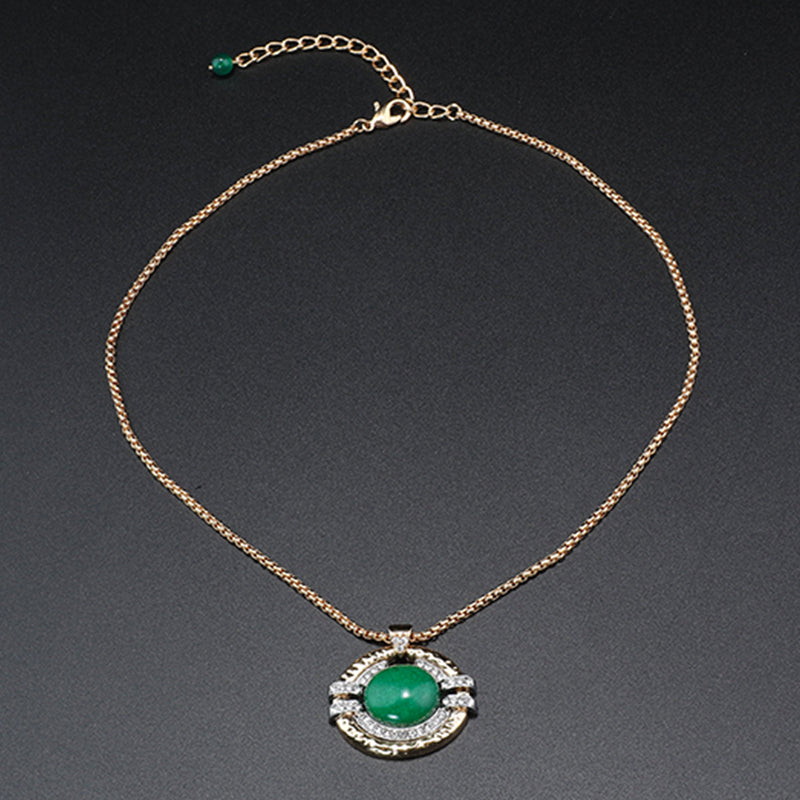 Fashion diamond inlaid green agate necklace series