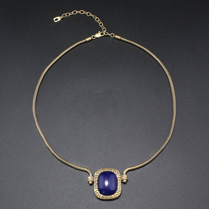 Chic Gold Jewelry Set with Lapis Lazuli Centerpiece for Daily Sophistication