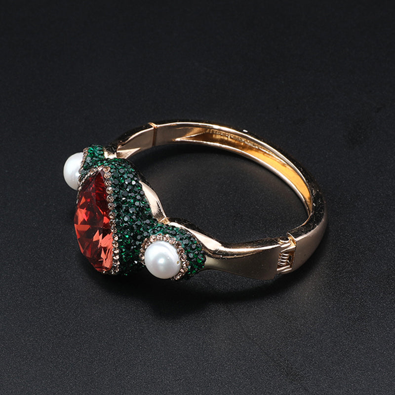 Elegant Gold Jewelry Set with Green and Orange Gemstones for Formal Galas