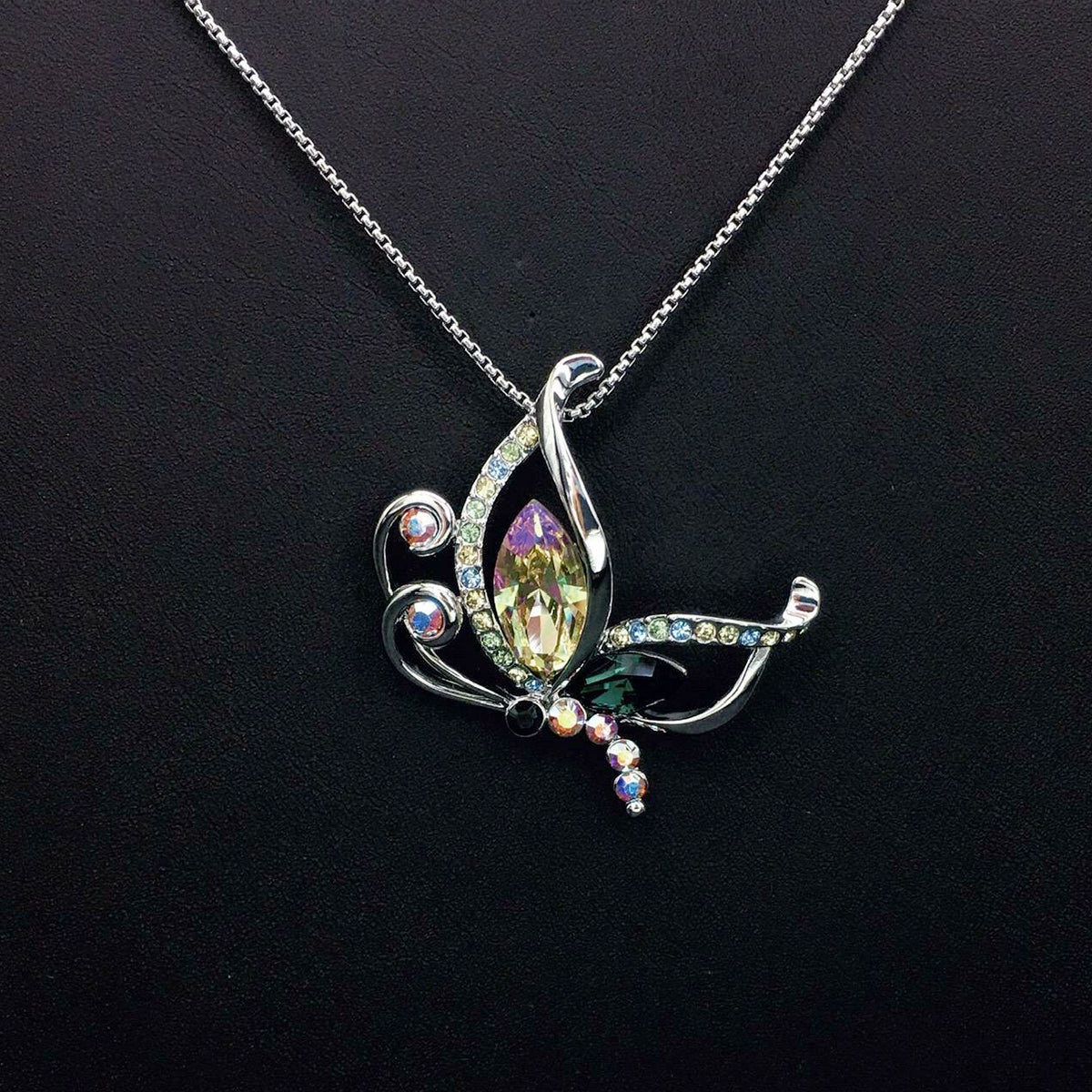 Cute Butterfly Crystal Personalized Pendant Necklace