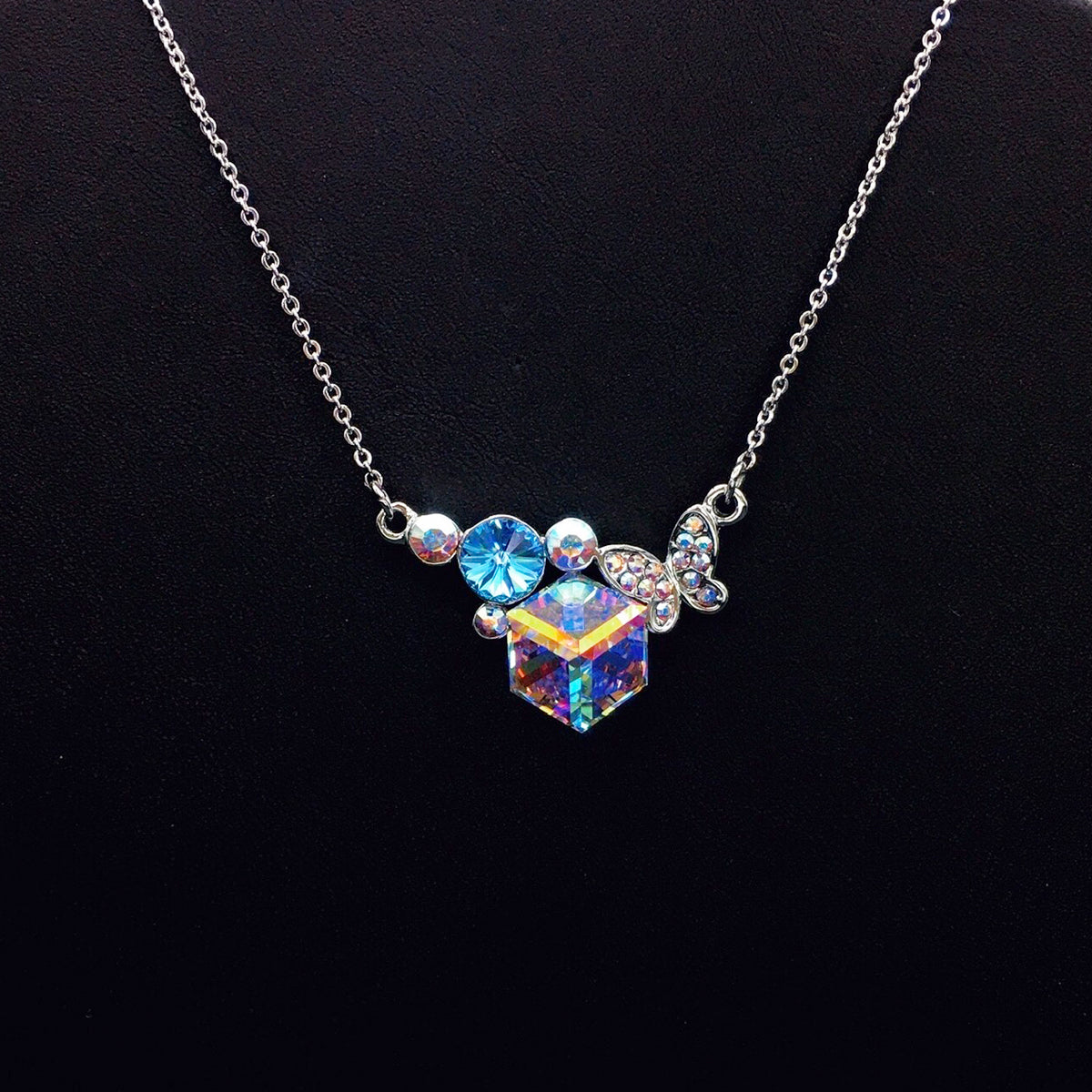 Personalized Geometric Crystal Butterfly Necklace