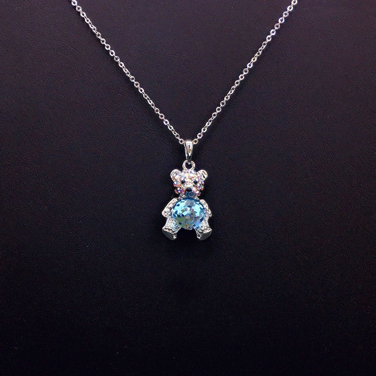 Classic minimalist teddy bear gemstone necklace