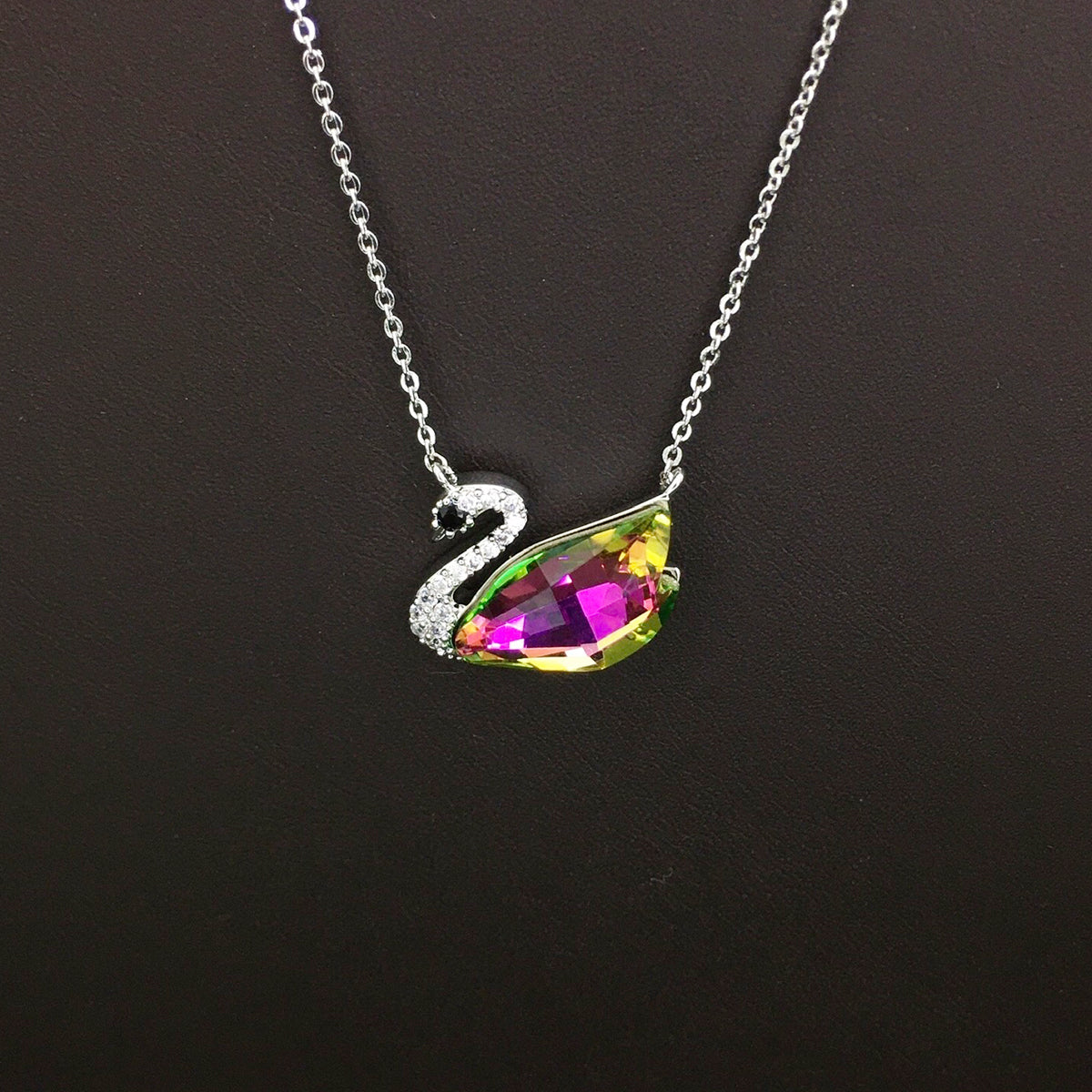 Sparkling Blue Crystal Swan Necklace for Elegant Evening Events