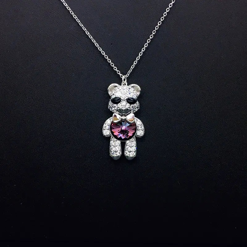 Collier Ourson Lunettes de Soleil Élégantes avec Strass et Cristal Iridescent comme Cadeau