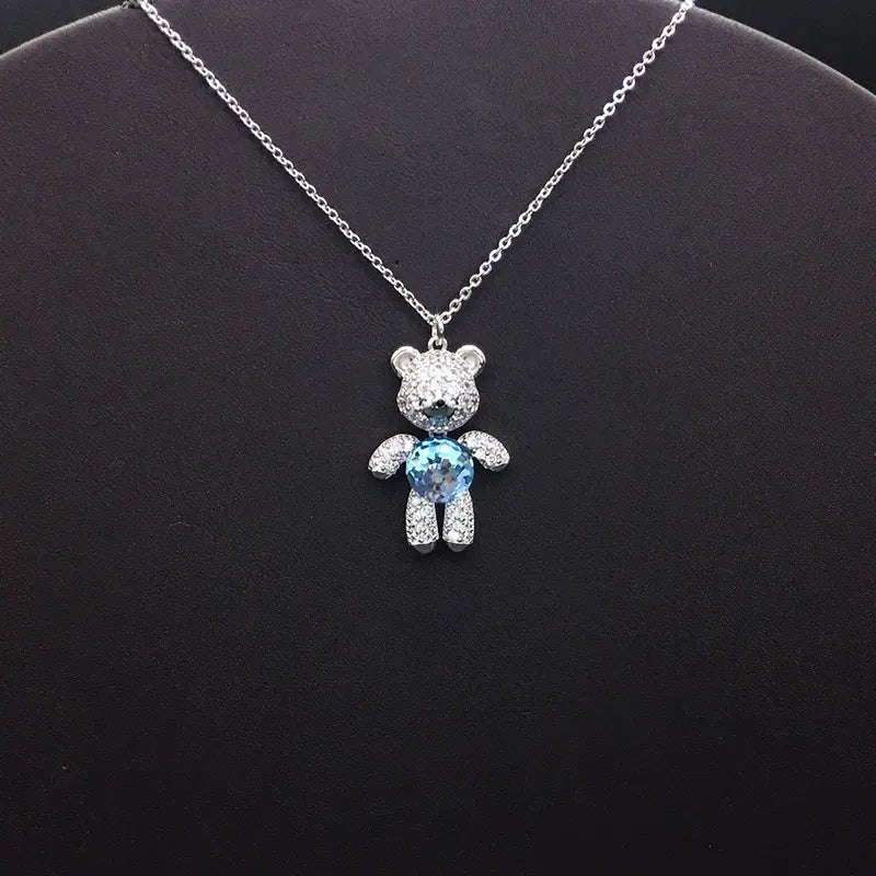 Bijoux oursons en argent étincelant et cristal pour occasions spéciales