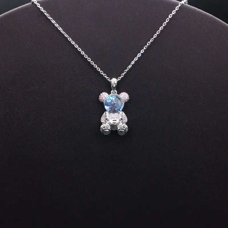 Bijoux Ours en peluche en cristal argenté et rose éblouissant pour les occasions spéciales