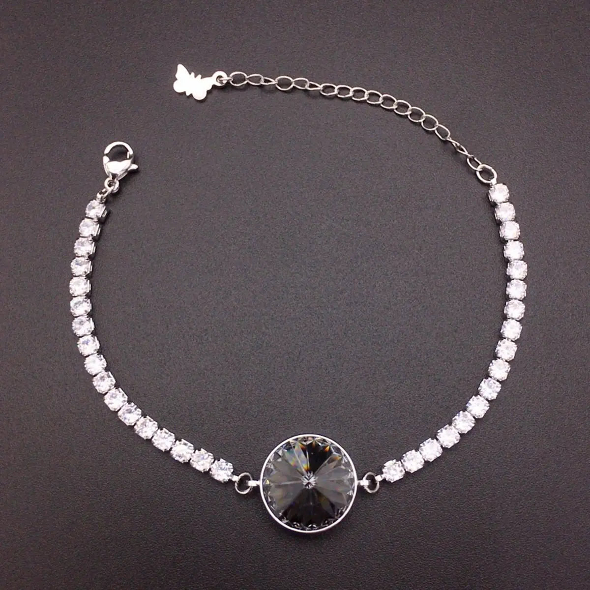 Bracelet autrichien rond améthyste entièrement pavé de diamants