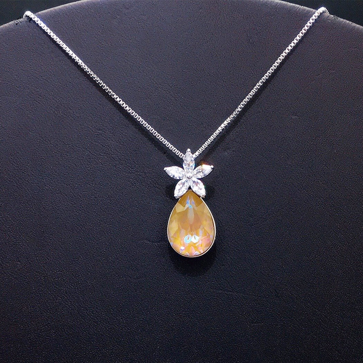 Austrian Crystal Flower Water Drop Pendant