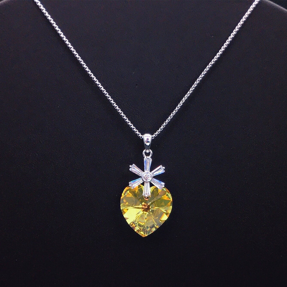 Minimalist Austrian Crystal Flower Love Pendant