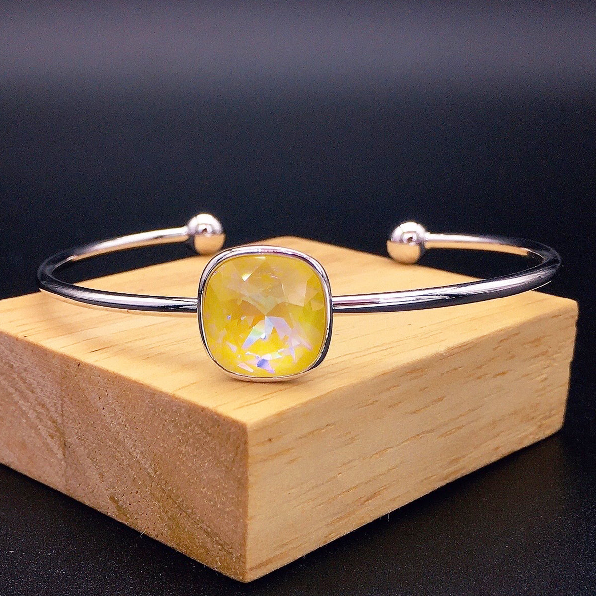 Simple and Sparkling Lucky Sapphire Open Bracelet