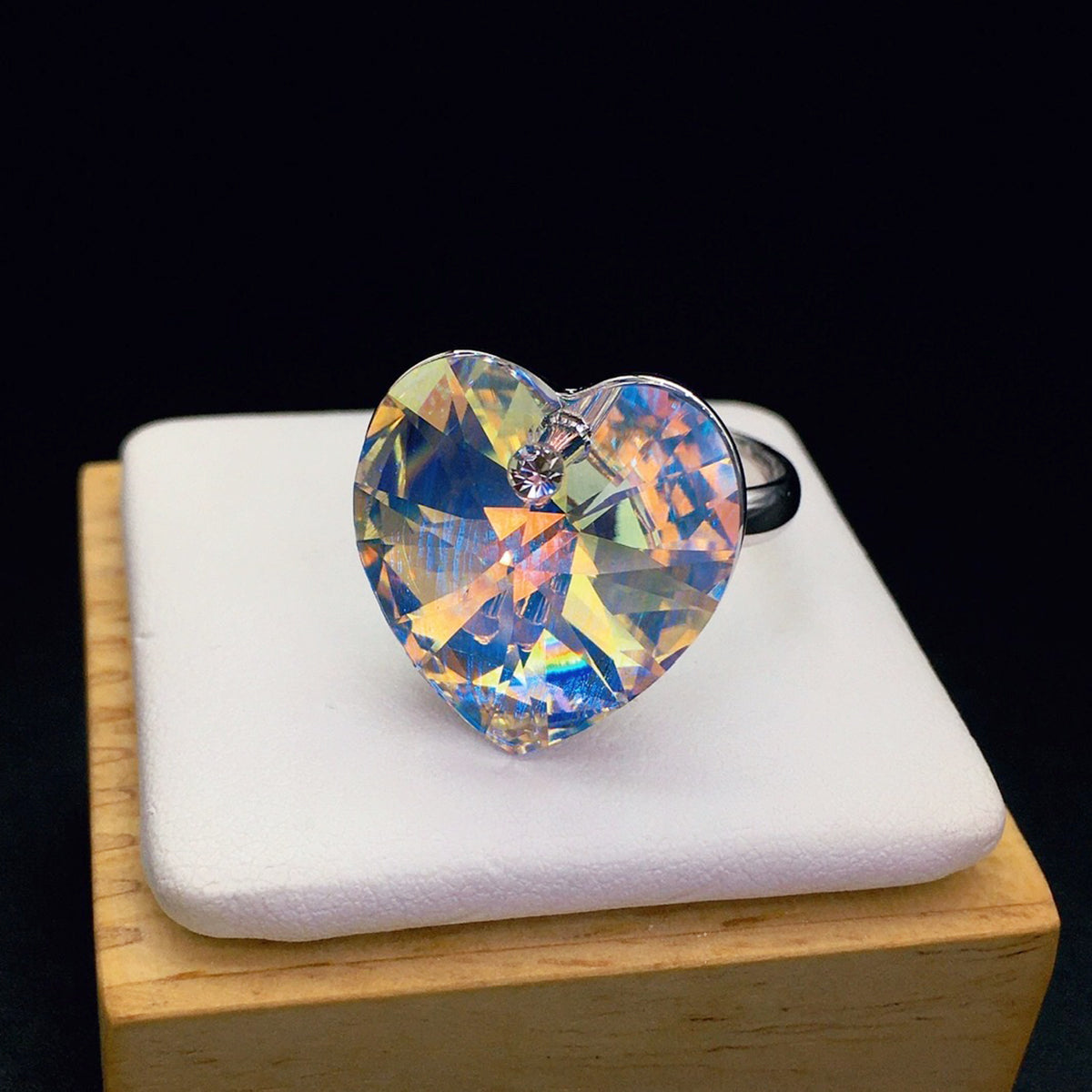 Simple Love Heart Crystal Ring