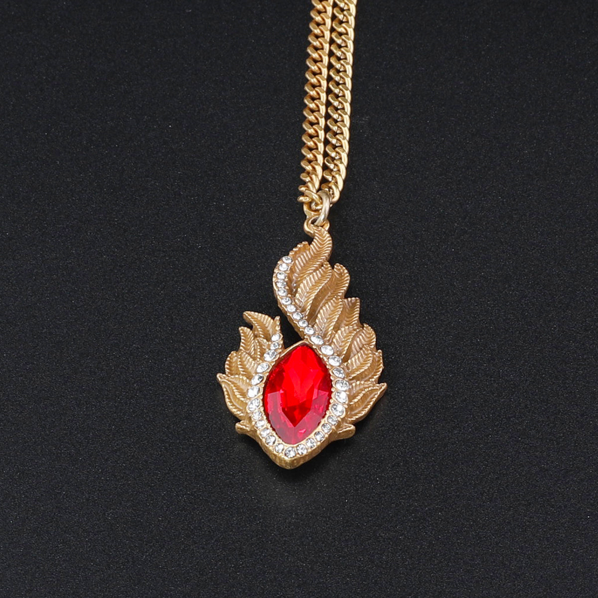 Luxury Red Flame Crystal Necklace and Jewelry Set for Women