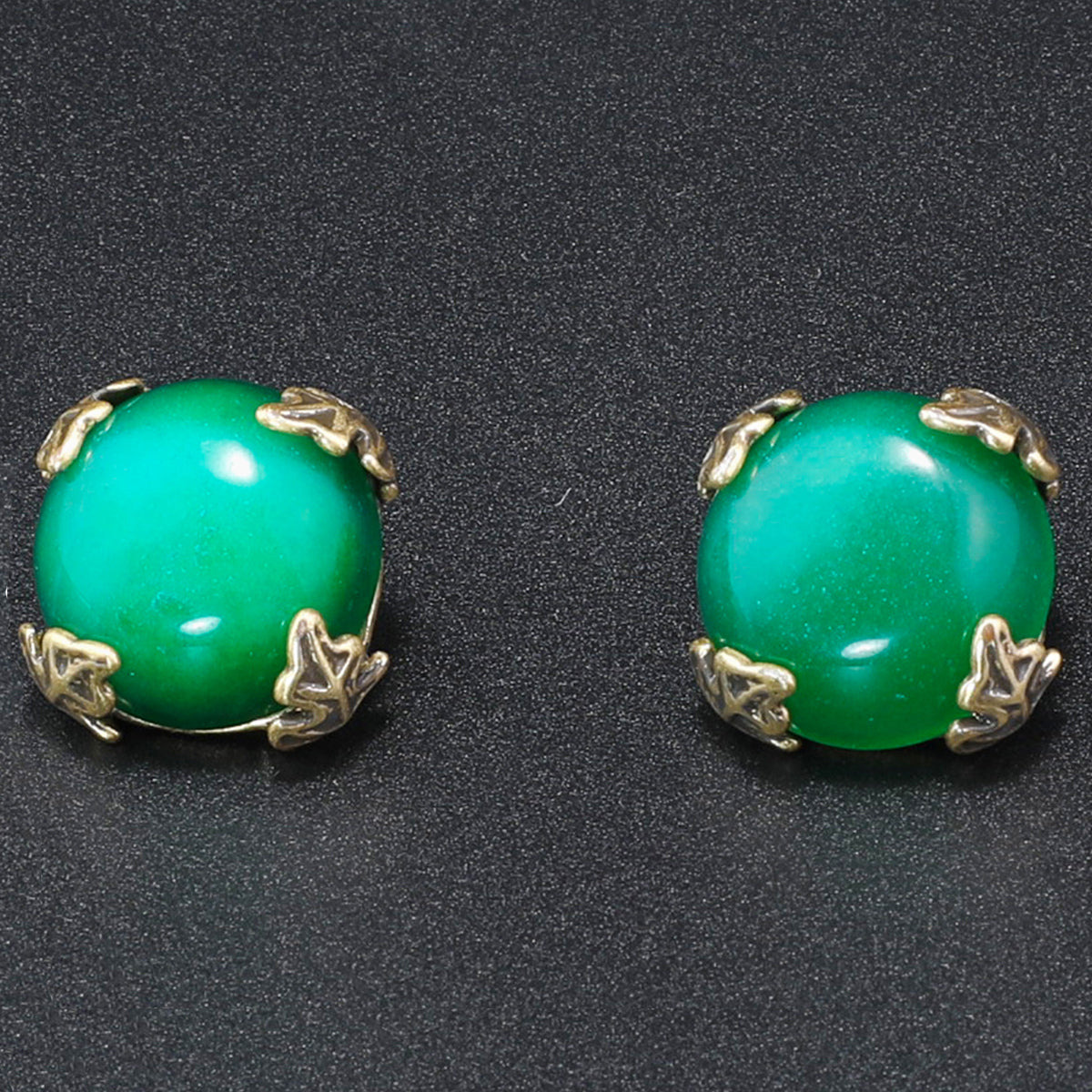 Fashionable gold-plated green agate necklace