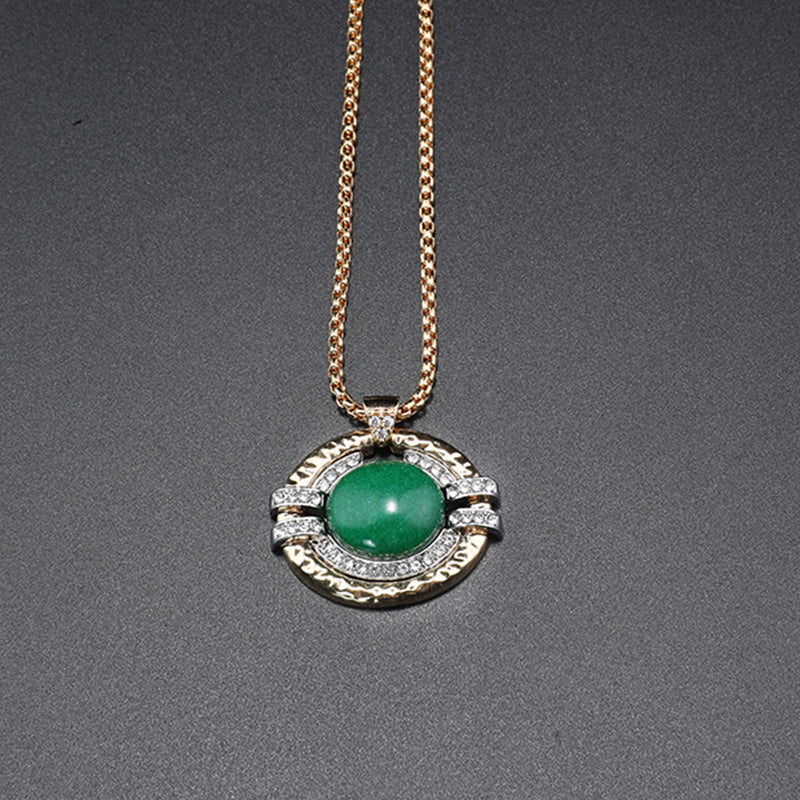 Fashion diamond inlaid green agate necklace series