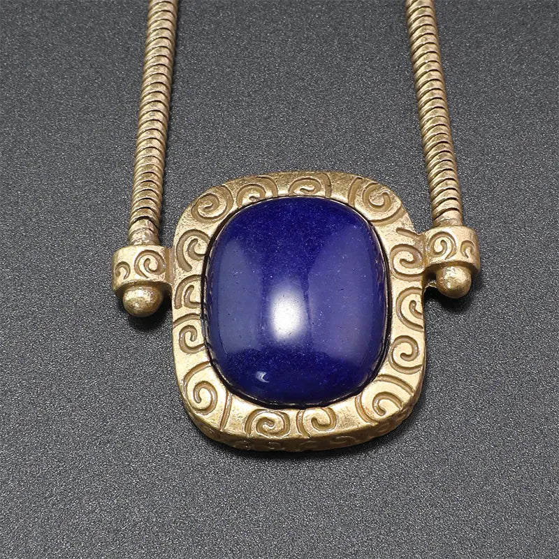 Parure de bijoux chic en or avec pièce maîtresse en lapis-lazuli pour une sophistication quotidienne