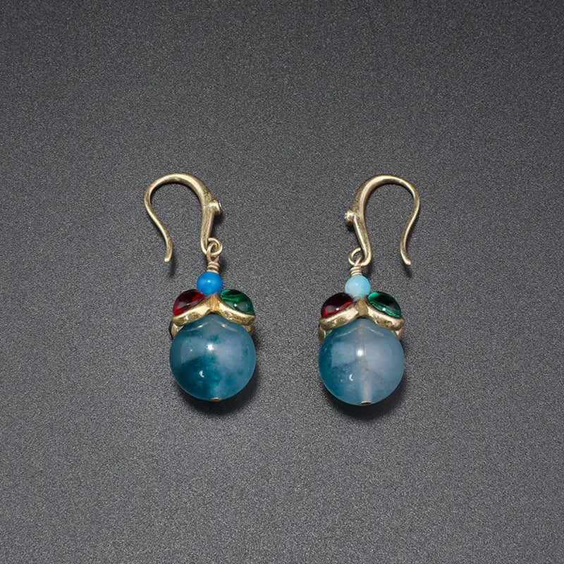 Ensemble de Bijoux Chic en Or avec Accents de Pierres Bleues pour une Sophistication Quotidienne