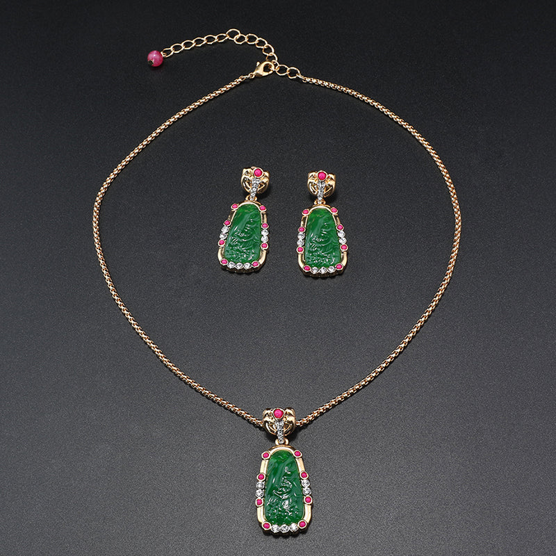 Dazzling Gold & Jade Jewelry Set for Special Occasions