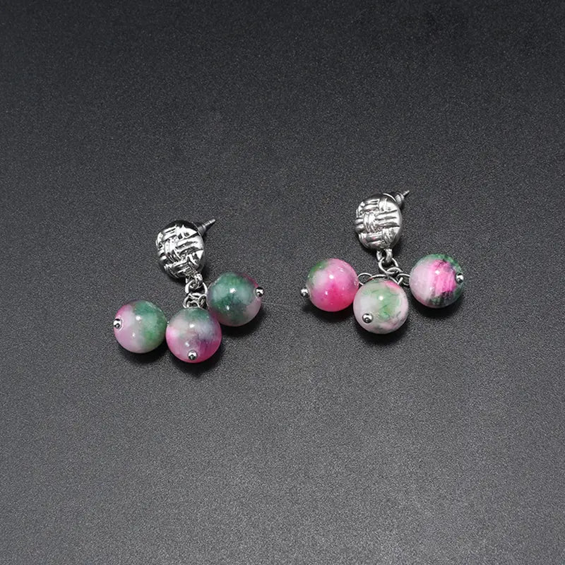 Parure de bijoux élégante rose et verte avec perles pour une sophistication au quotidien