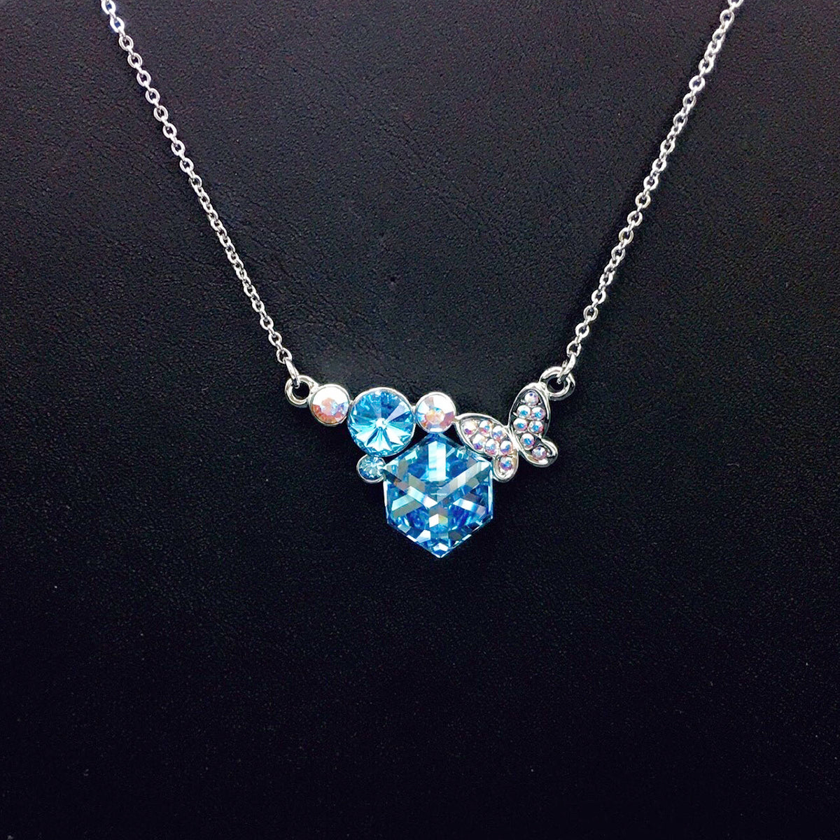 Personalized Geometric Crystal Butterfly Necklace