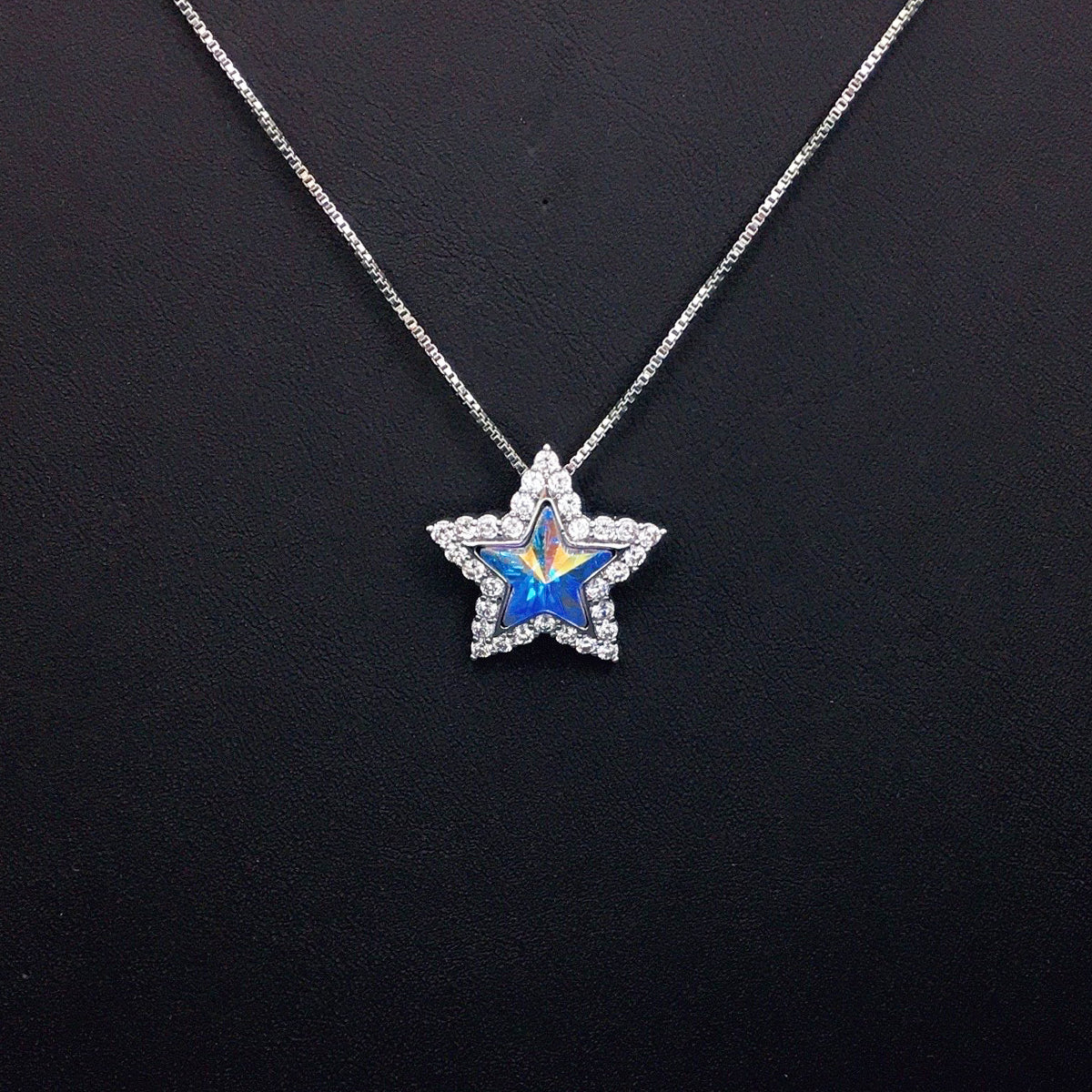 Glamorous Star - Shaped Blue Crystal Necklace for Romantic Dates