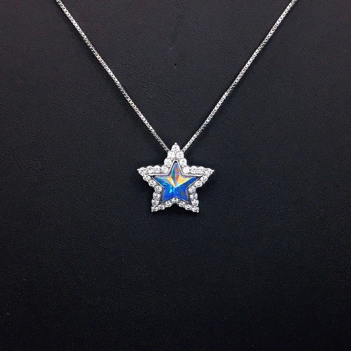 Collier Cristal Bleu Étoile Glamour pour Rendez-vous Romantiques
