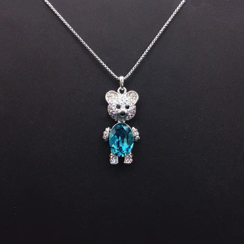 De luxe - Collier pendentif ours en peluche argenté à offrir en cadeau de Noël