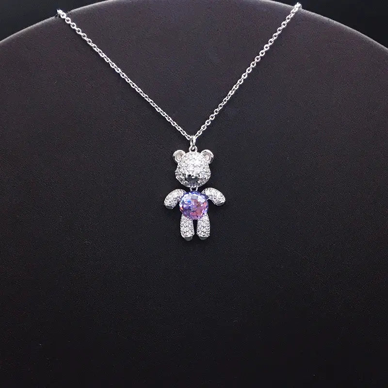 Bijoux oursons en argent étincelant et cristal pour occasions spéciales
