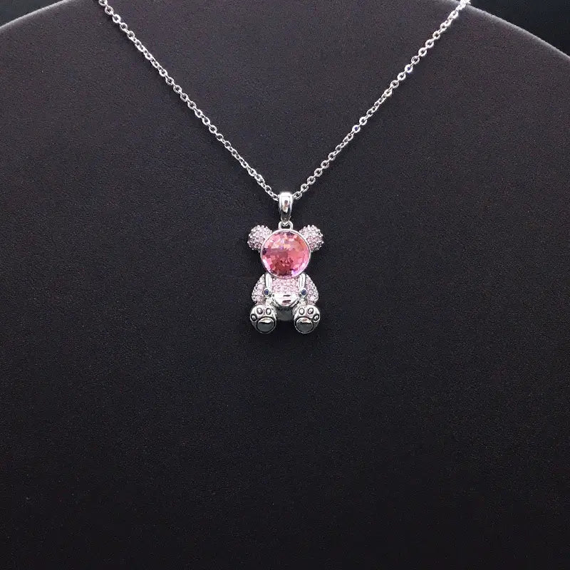 Bijoux Ours en peluche en cristal argenté et rose éblouissant pour les occasions spéciales