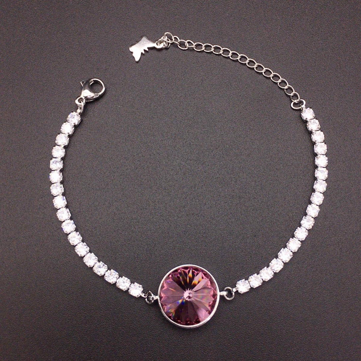 Austrian Round Amethyst Full Diamond Bracelet