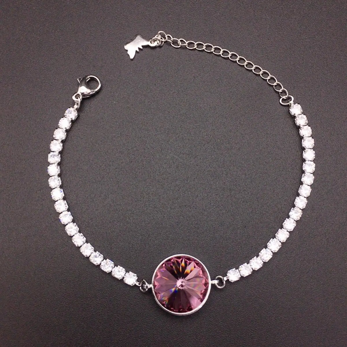 Bracelet autrichien rond améthyste entièrement pavé de diamants
