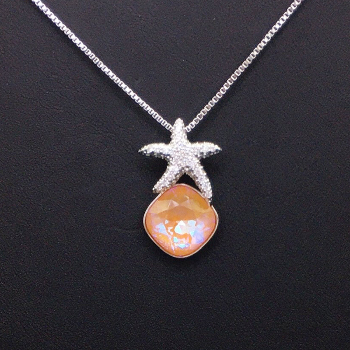 Fashionable starfish Austrian geometric crystal pendant