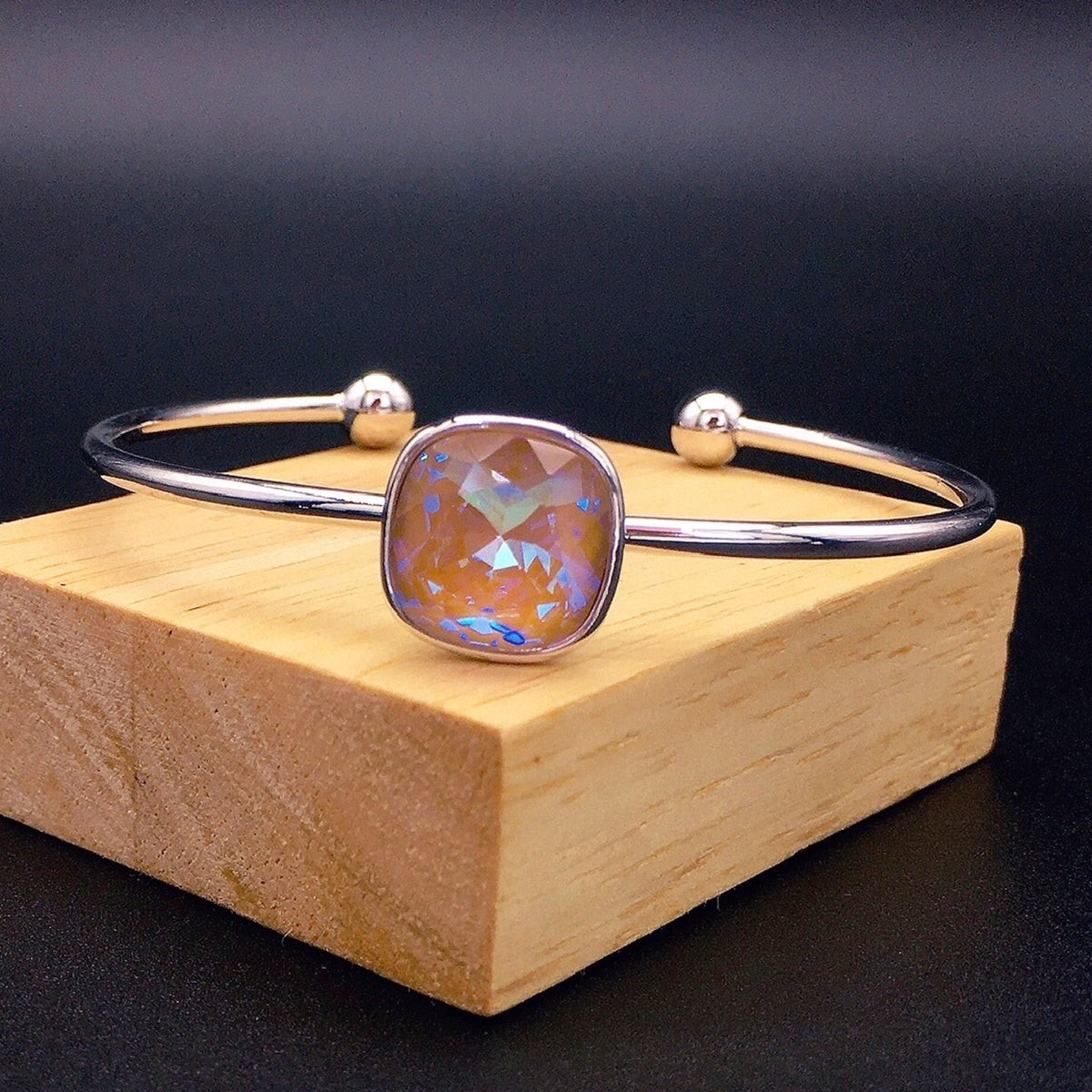 Simple and Sparkling Lucky Sapphire Open Bracelet