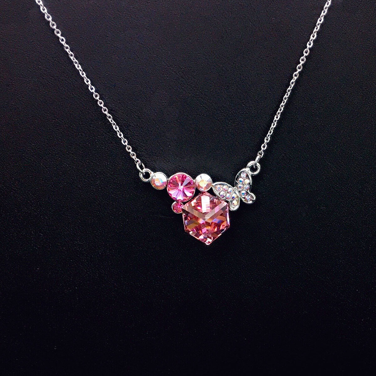 Personalized Geometric Crystal Butterfly Necklace