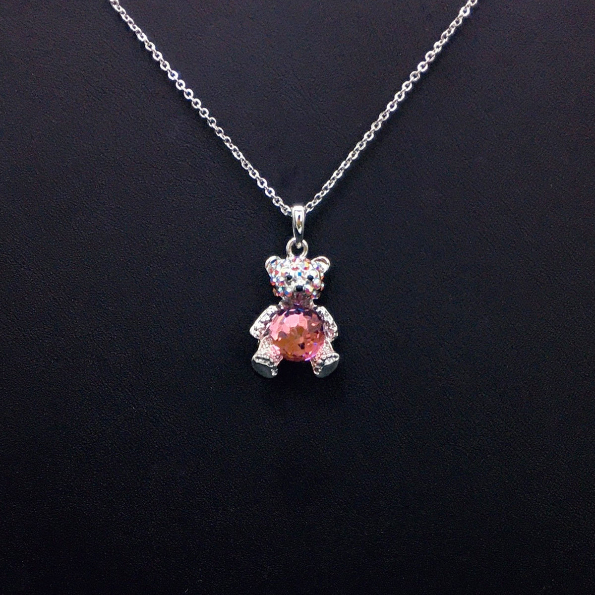 Classic minimalist teddy bear gemstone necklace