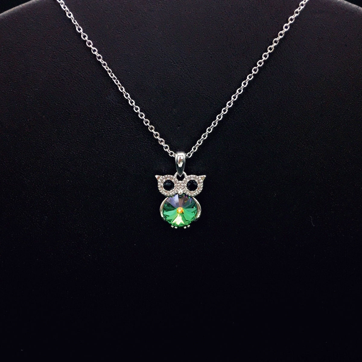 Cute Owl Blue Crystal Necklace with Sparkling Accents for Daily Chic