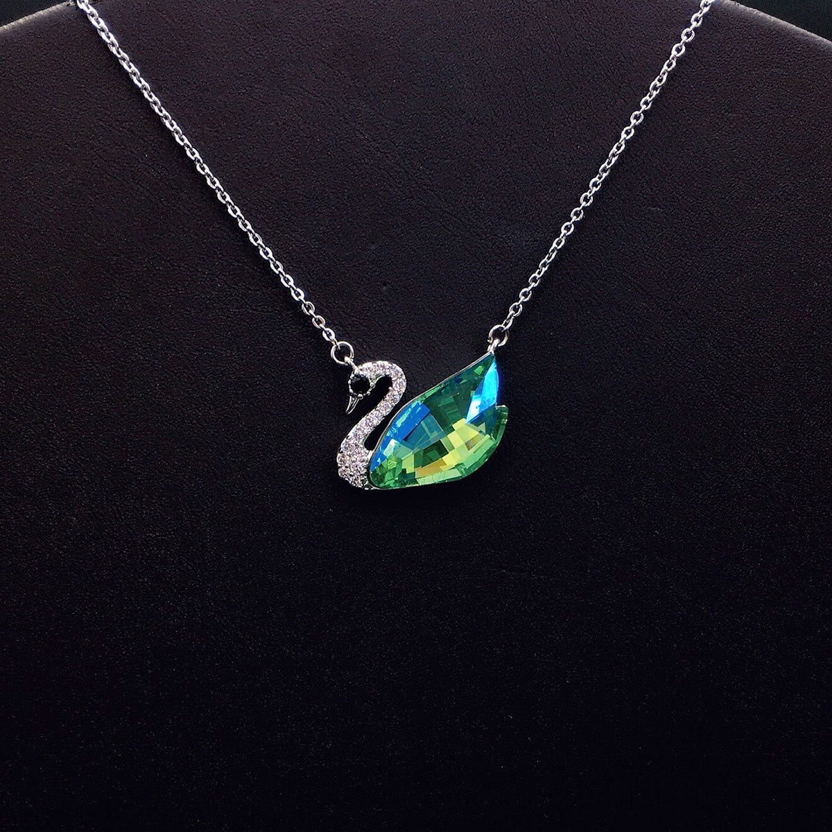 Sparkling Blue Crystal Swan Necklace for Elegant Evening Events