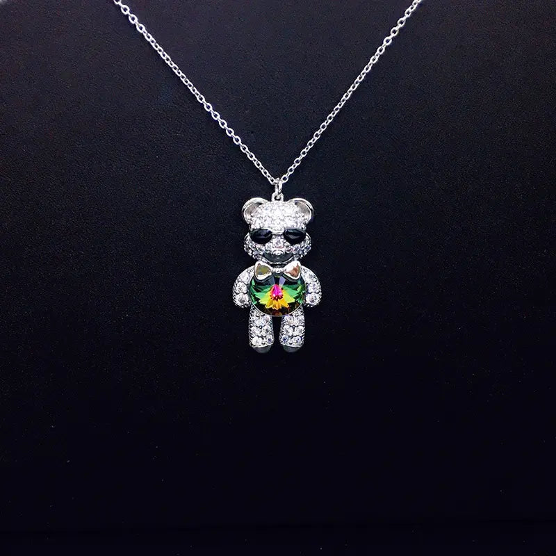 Collier Ourson Lunettes de Soleil Élégantes avec Strass et Cristal Iridescent comme Cadeau