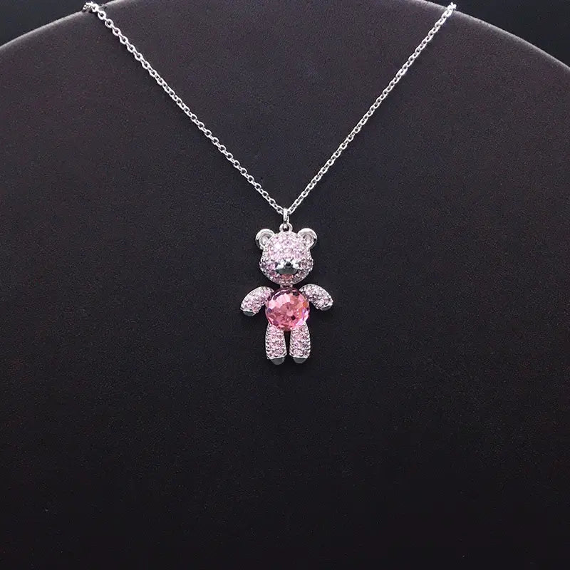 Bijoux oursons en argent étincelant et cristal pour occasions spéciales