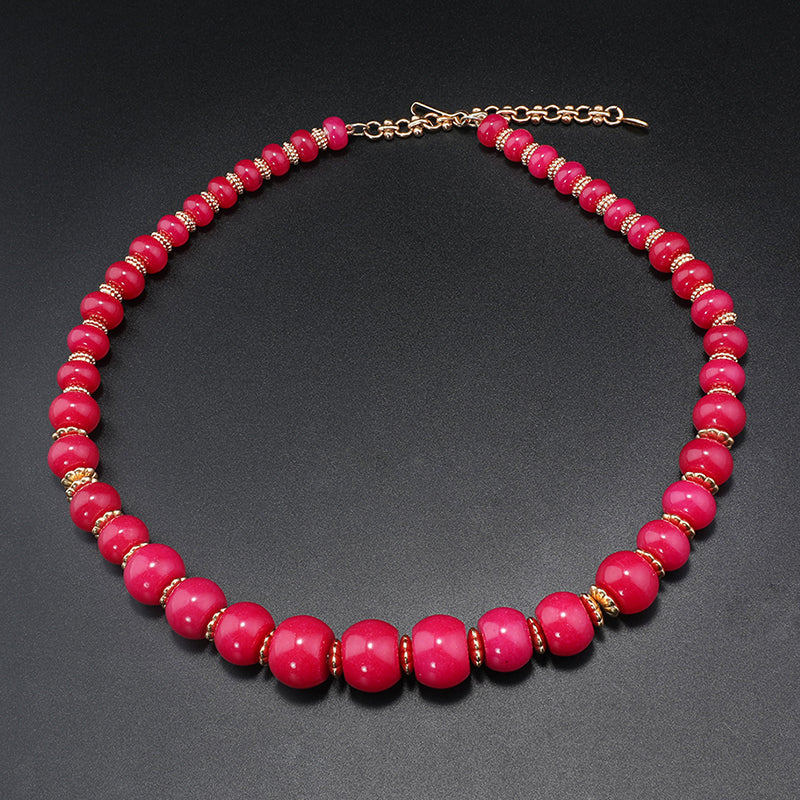 Glamorous Red Beaded Necklace, Bracelet & Earrings Set for Evening Events