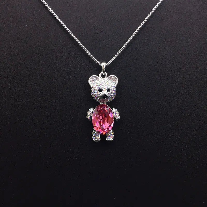 De luxe - Collier pendentif ours en peluche argenté à offrir en cadeau de Noël