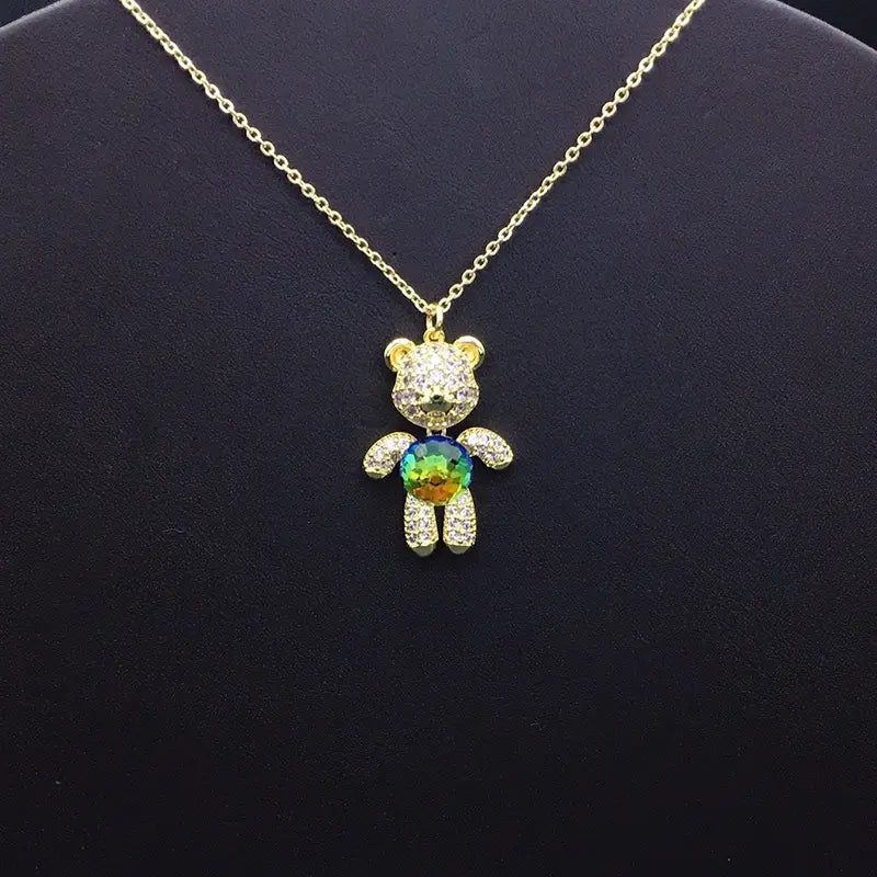 Bijoux oursons en argent étincelant et cristal pour occasions spéciales