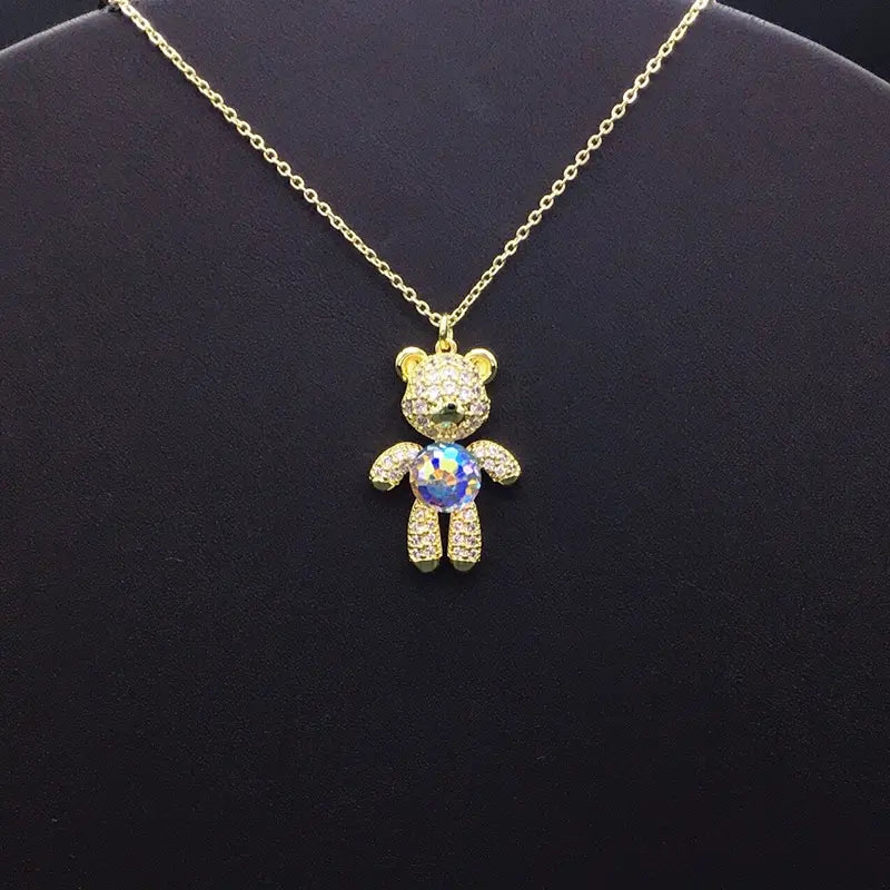 Bijoux oursons en argent étincelant et cristal pour occasions spéciales