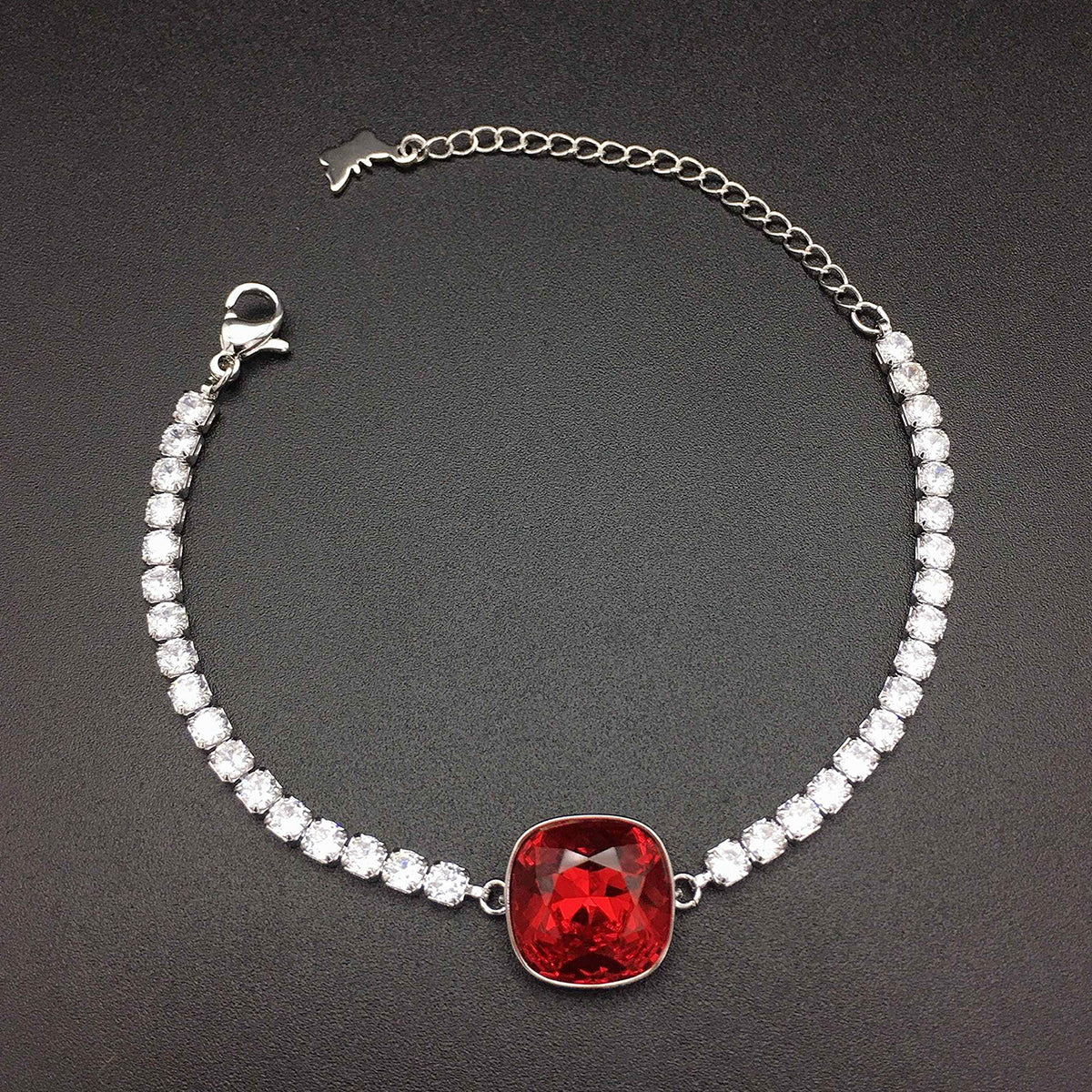 Austrian Square Red Crystal Full Diamond Bracelet