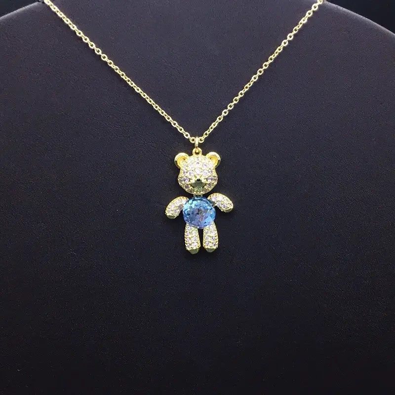 Bijoux oursons en argent étincelant et cristal pour occasions spéciales