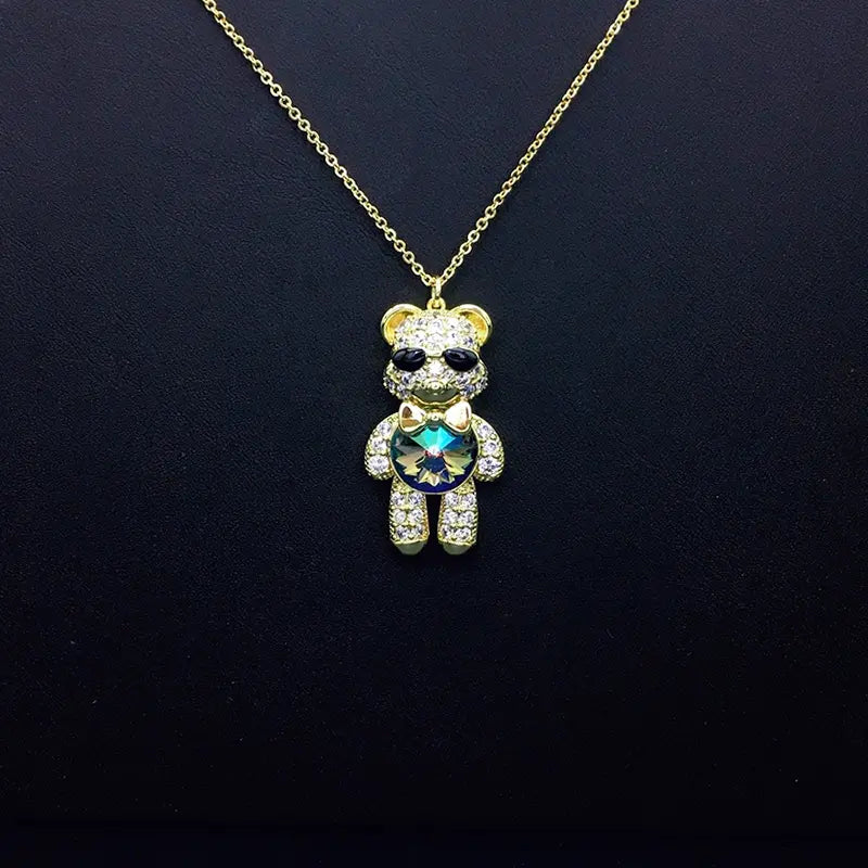 Collier Ourson Lunettes de Soleil Élégantes avec Strass et Cristal Iridescent comme Cadeau